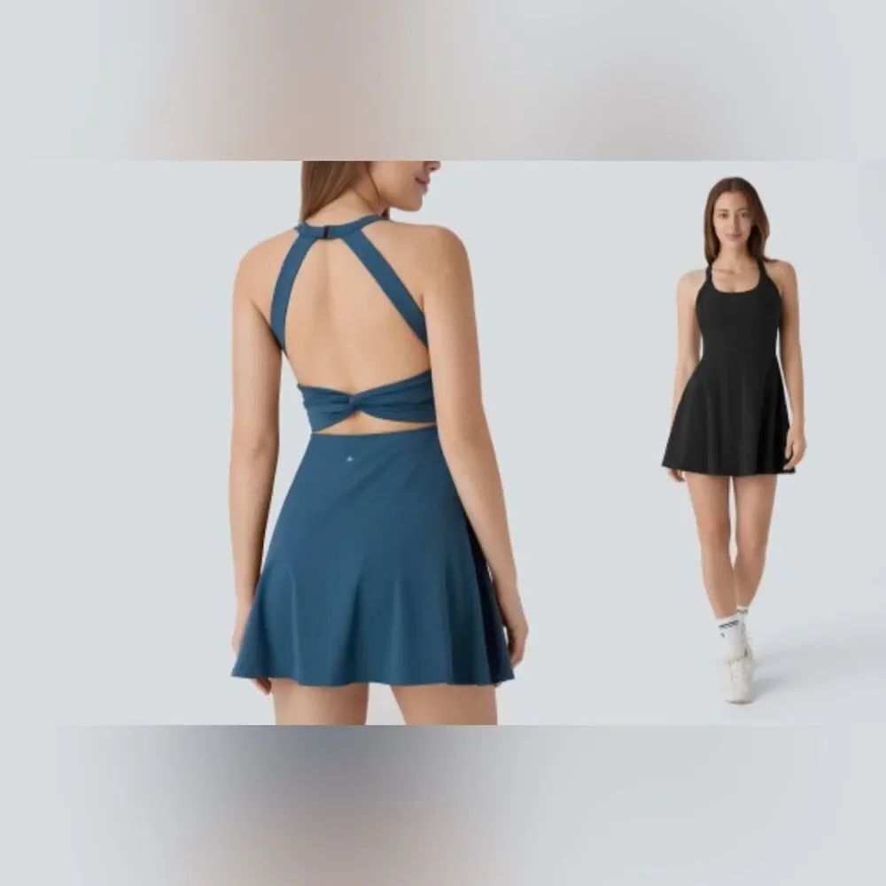 NWT Halara Sz L Twisted Back Strappy Skort Tennis Dress